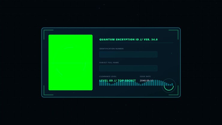 Futuristic Digital Identity Interface with Green Screen Placeholder
