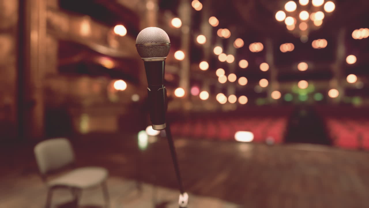 Microfono sul palco pronto per lo spettacolo