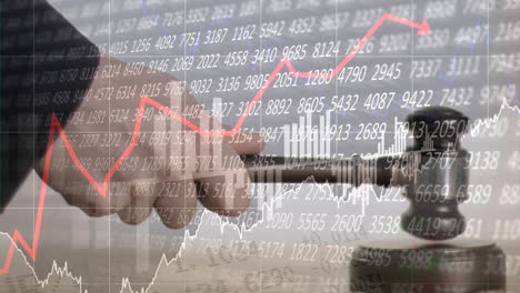 animación digital conceptual de un gráfico empresarial frente a las cifras financieras en la pantalla 4k