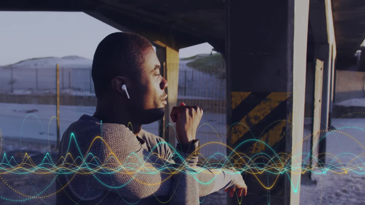 운동 하는 아프리카계 미국인 남성 을 가로지르는 선 의 애니메이션