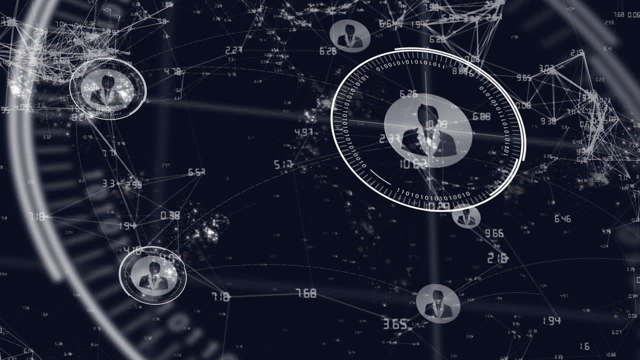 animación de la red de conexiones en fondo oscuro