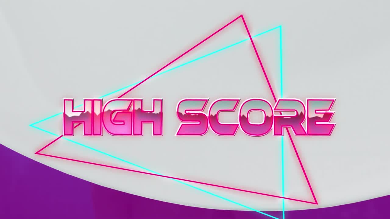 Animation of high score text over geometrical shapes and processor cores