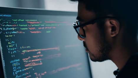 un hombre está codificando en una computadora