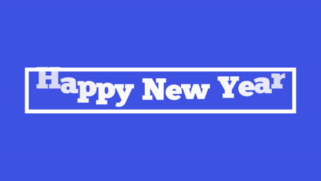 texto moderno de feliz año nuevo en el marco en gradiente azul