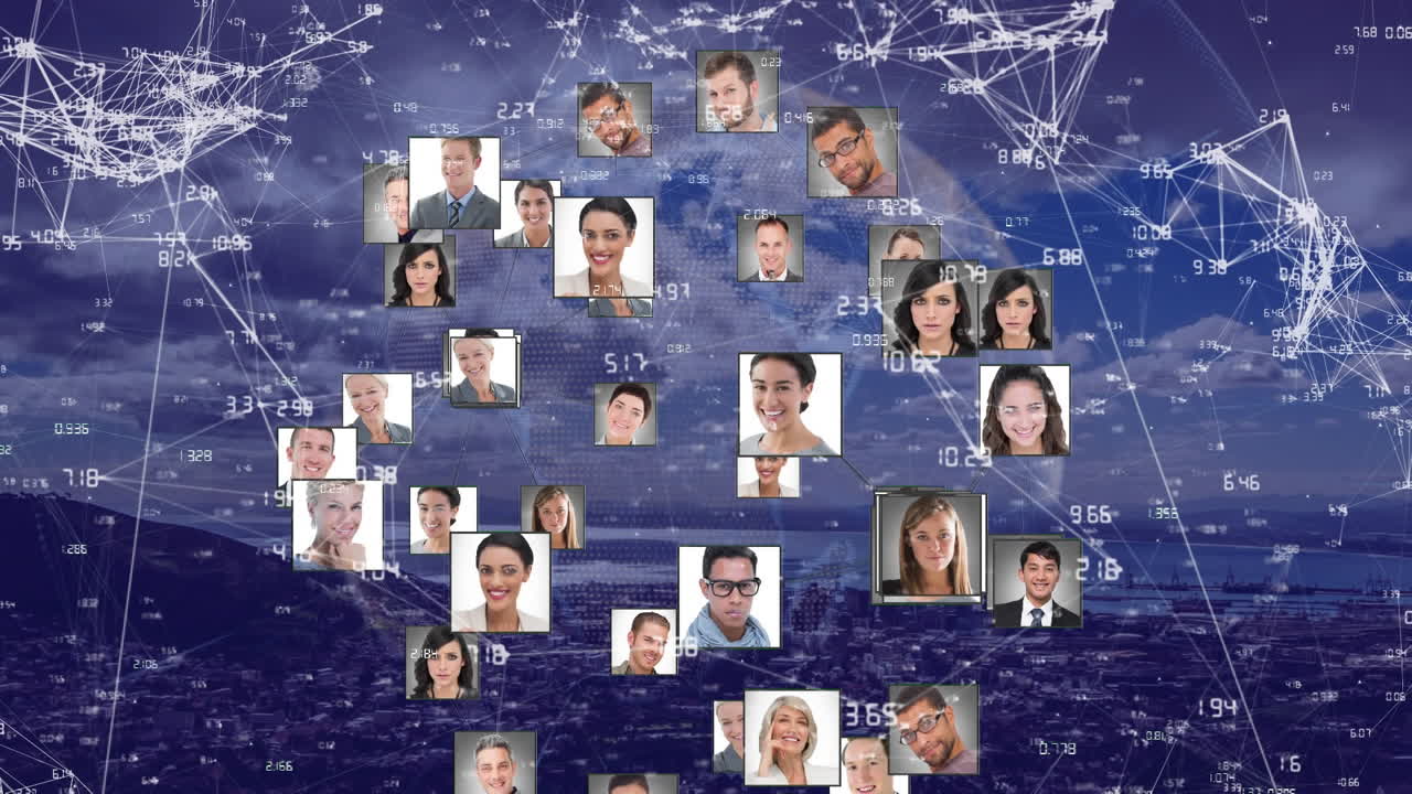 연결 네트워크의 애니메이션과 풍경에 대한 사진과 함께 지구