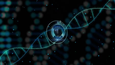 animation of scope scanning over dna strands on black background