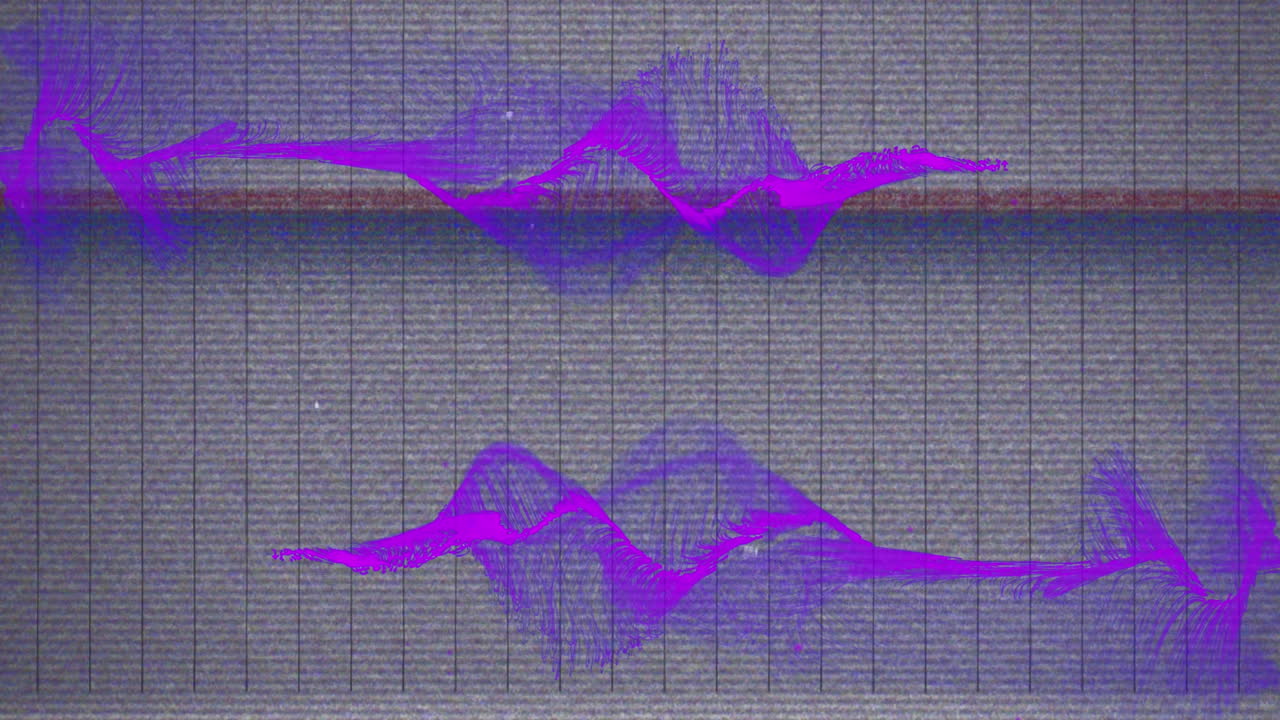 회색 배경 위에 보라색 파동이 움직이는 애니메이션