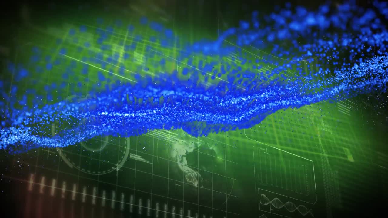 animación de puntos de luz sobre el procesamiento de datos sobre fondo negro