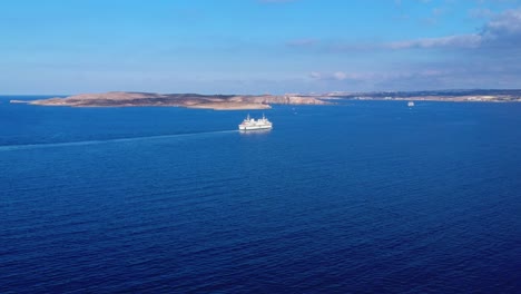 Aerial-Flight-Ferry-Boat-On-The-Ocean