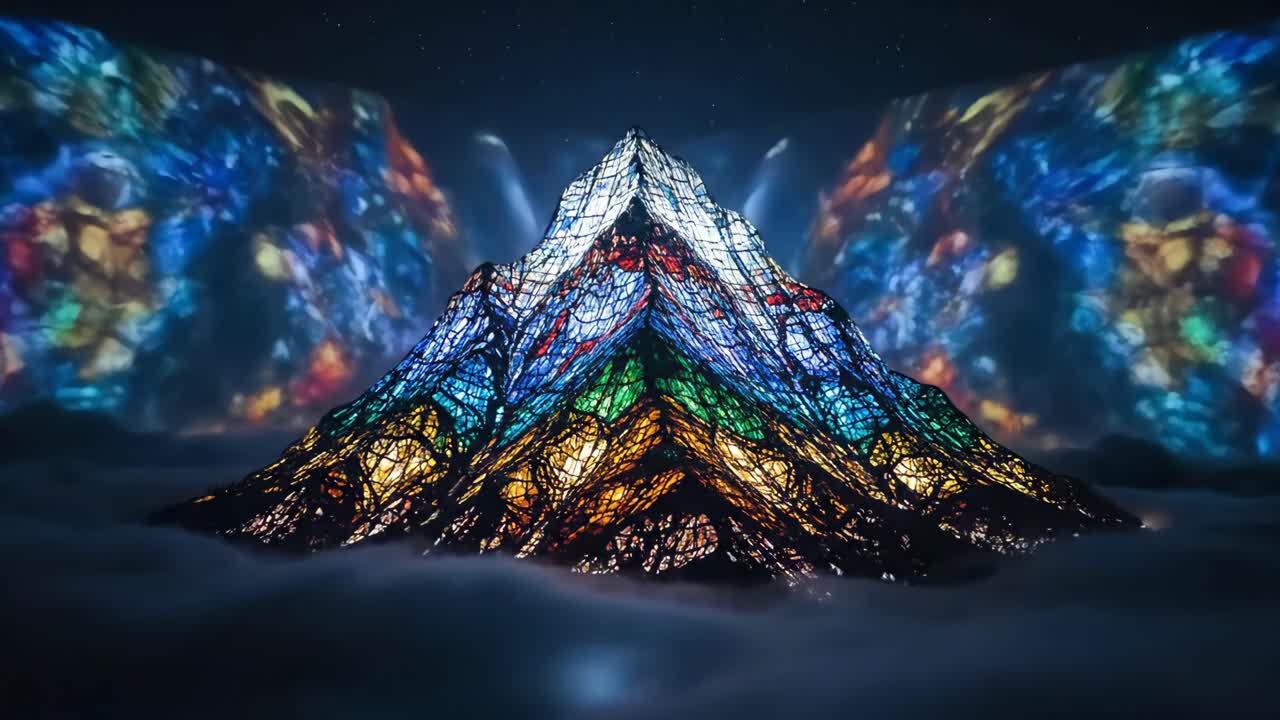 Stained Glass Mountain Art Installation