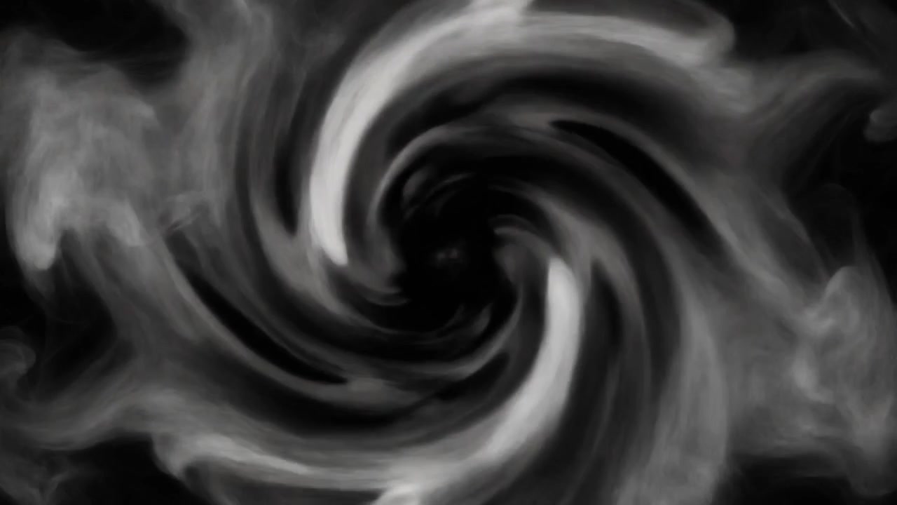 Vórtice abstracto de humo blanco arremolinado sobre fondo negro