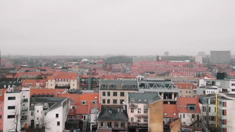 aarhus city skyline view from salling view platform winter cloudy