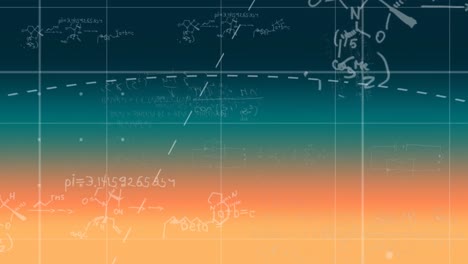 Animation-Mathematischer-Gleichungen-Auf-Blauem-Und-Orangefarbenem-Hintergrund