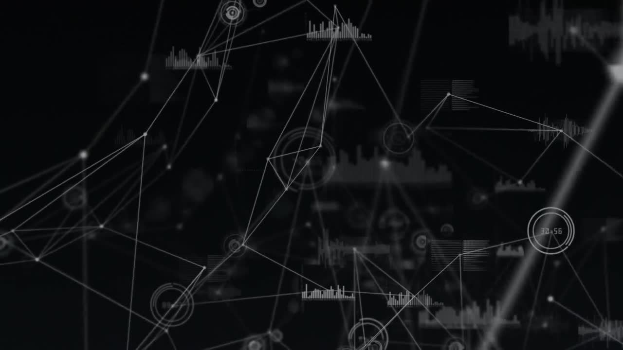 Animation of network of connections on black background