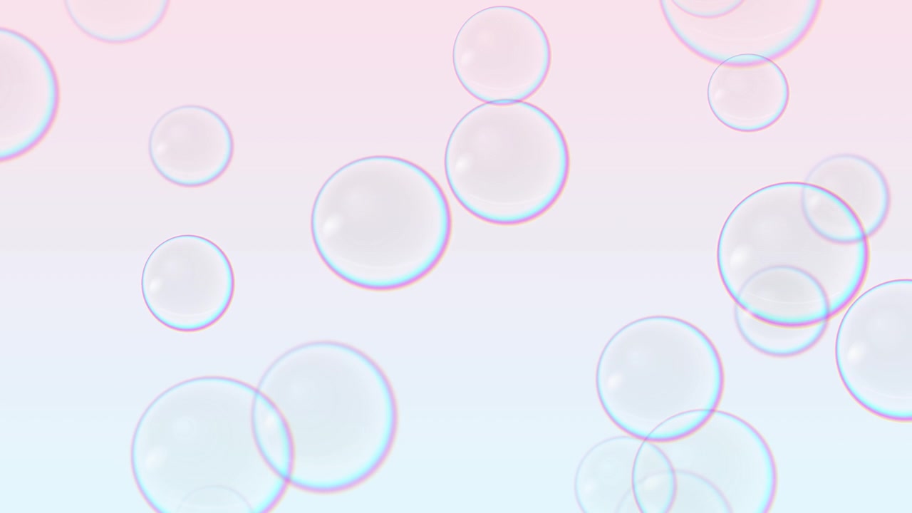 Floating Iridescent Soap Bubbles on Pastel Gradient Background