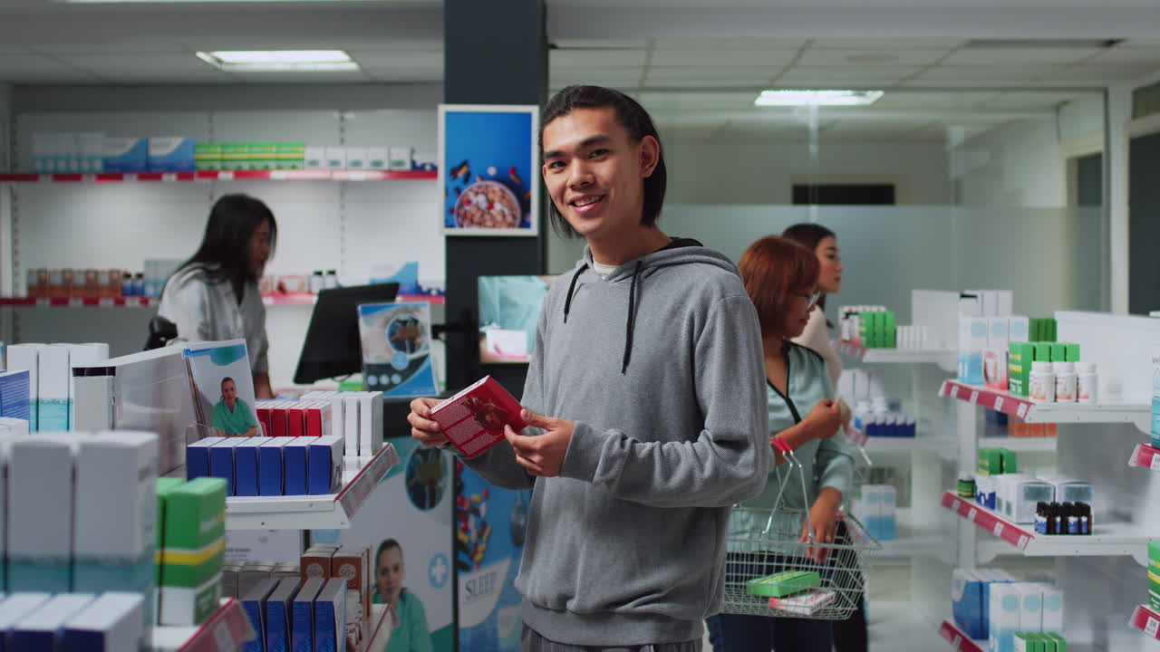 Customers shopping in a pharmacy
