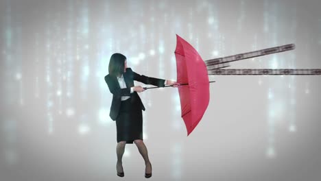 mujer de negocios sosteniendo su paraguas