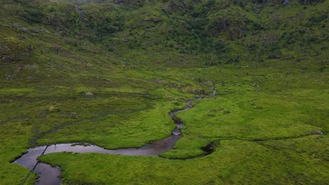 Einem-Dunklen-Strom-Zum-Fuß-Eines-Berges-In-Einem-Frischen-Grünen-Beckental-Folgend