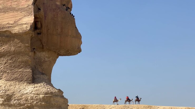 Sfinge da vicino nel Governatorato di Giza al Cairo, Egitto