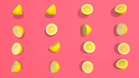 patrón colorido con frutas cítricas limón - elementos 3d, 4k loopabless bucle aislado, perfecto para la composición digital