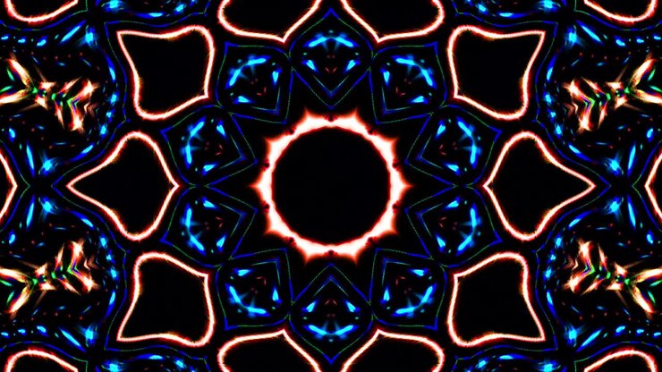 shining bright lines set wave motion, colorful, on black background
