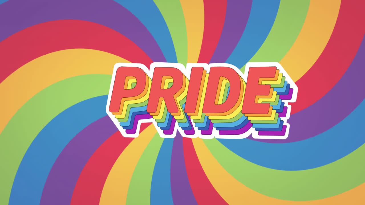 animación del texto del orgullo del arco iris sobre el fondo del arco iris.