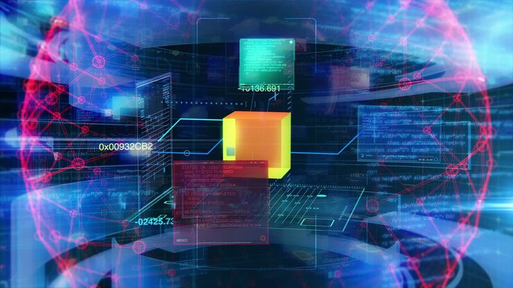 Technologie-Interface, Computerdaten, digitaler Bildschirm.