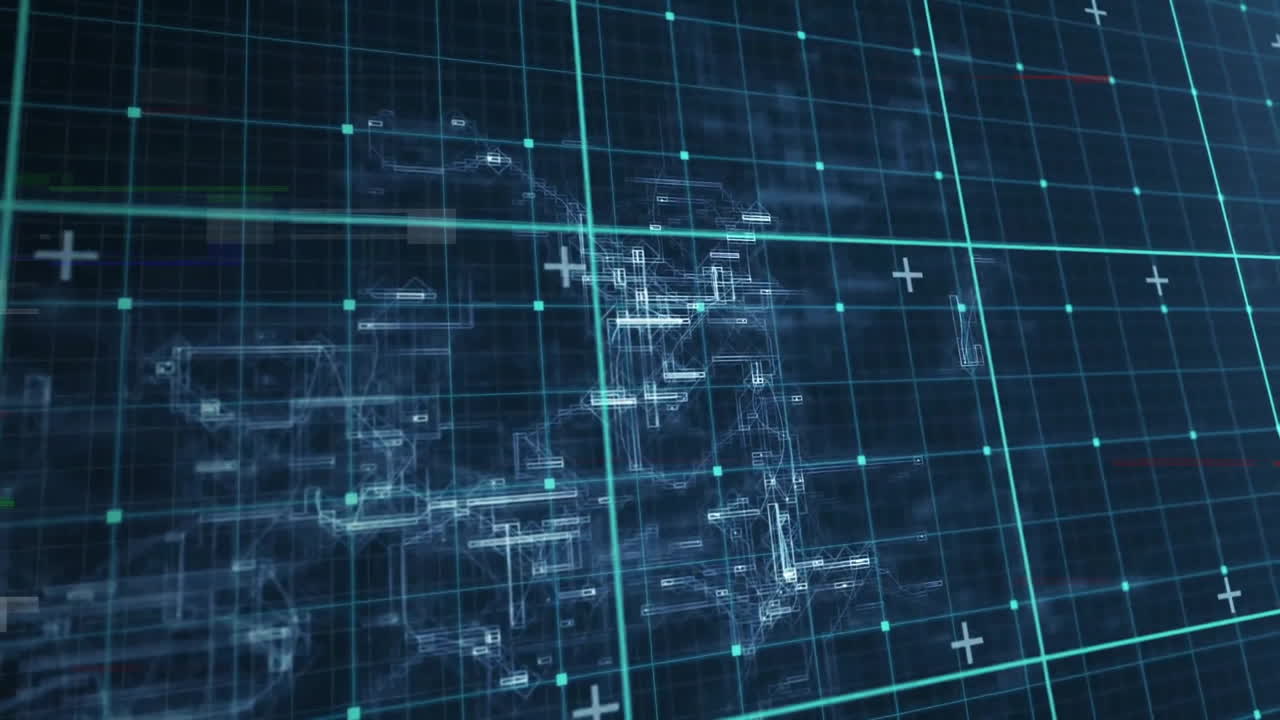 Animation of digital data processing over black background