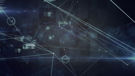 animation of network of connections with statistics over spinning mountains