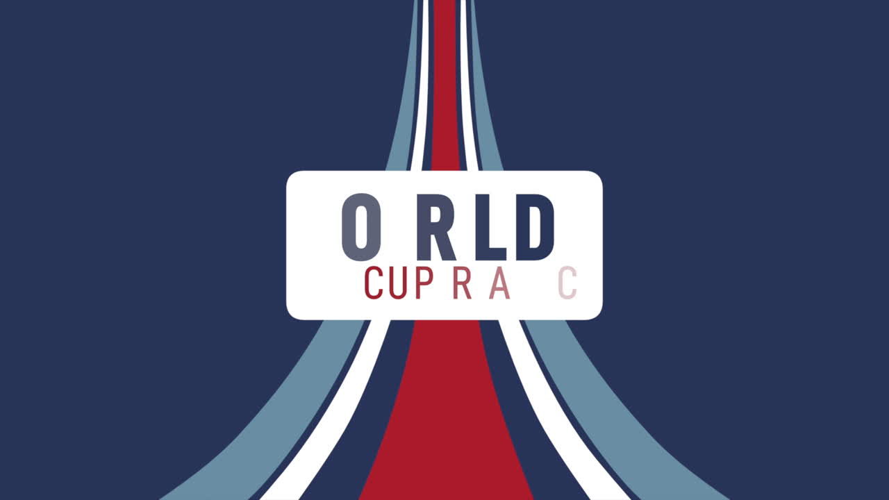 Motion abstract geometric lines and text World Cup Race retro sport background