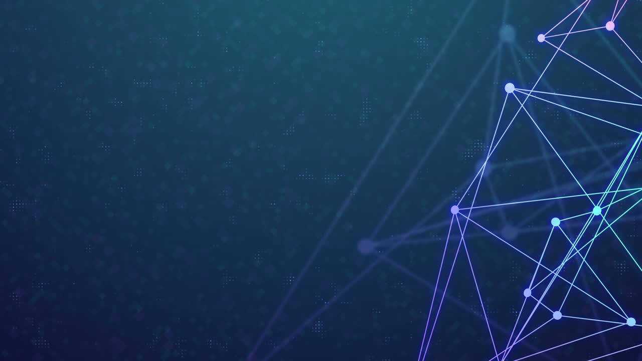 red de datos tecnológicos animados en bucle abstracto. puntos y conexiones futuristas. red global de cadena de bloques. animación geométrica para el fondo. tecnologías informáticas. partículas cibernéticas digitales