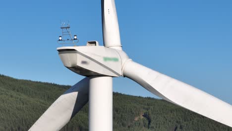 close up of a slow rotating wind turbine