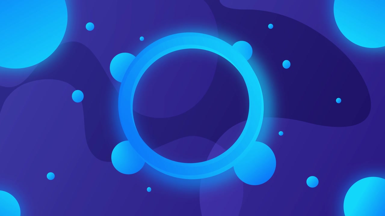 Fondo abstracto animado con círculos y esferas azules brillantes