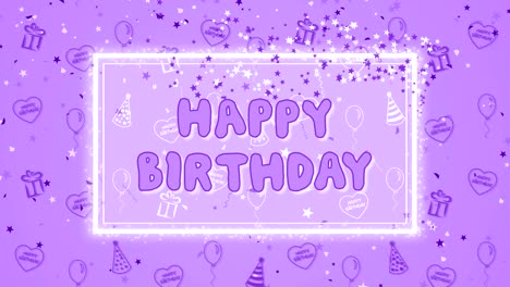 fondo abstracto feliz cumpleaños con globos, sombreros de fiesta y corazones