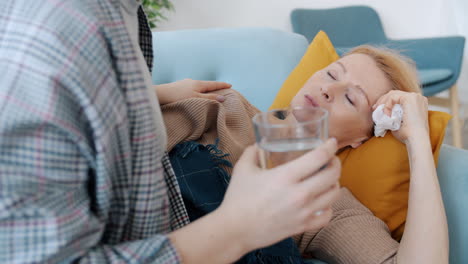 caring for a sick elderly woman at home
