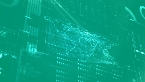 green digital code with world map