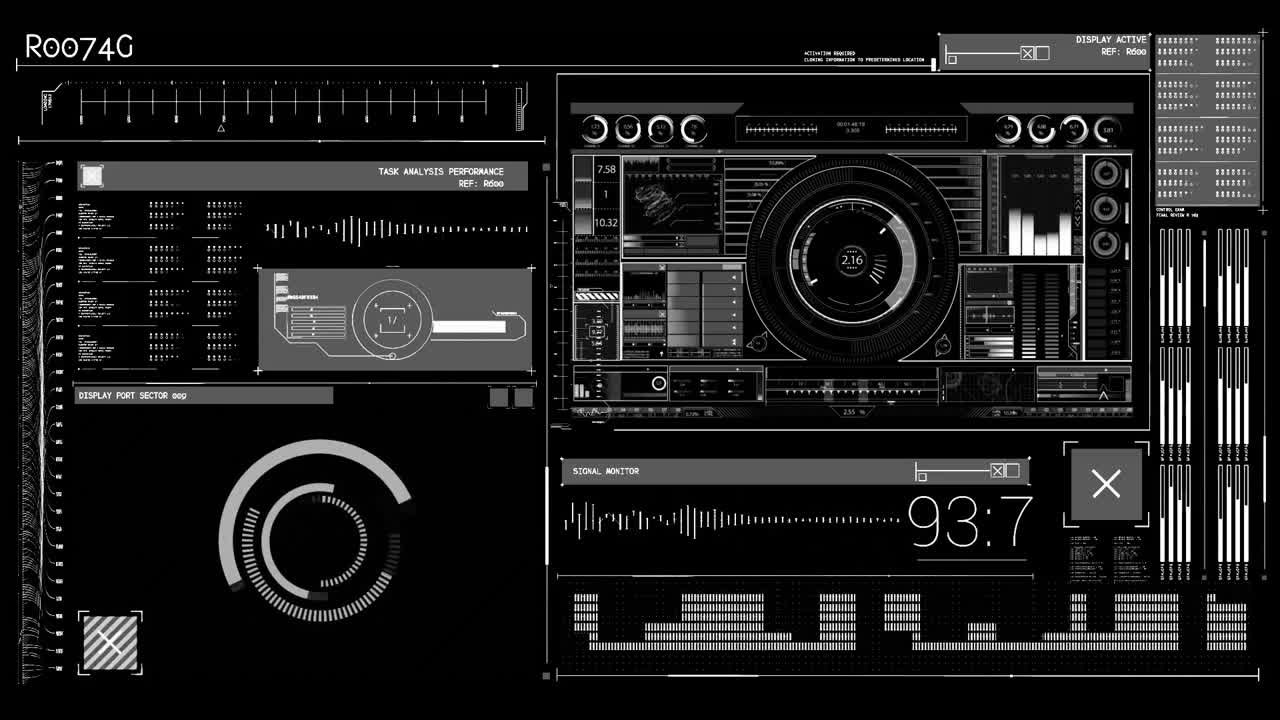 animación del escaneo del alcance y el procesamiento de datos en la interfaz