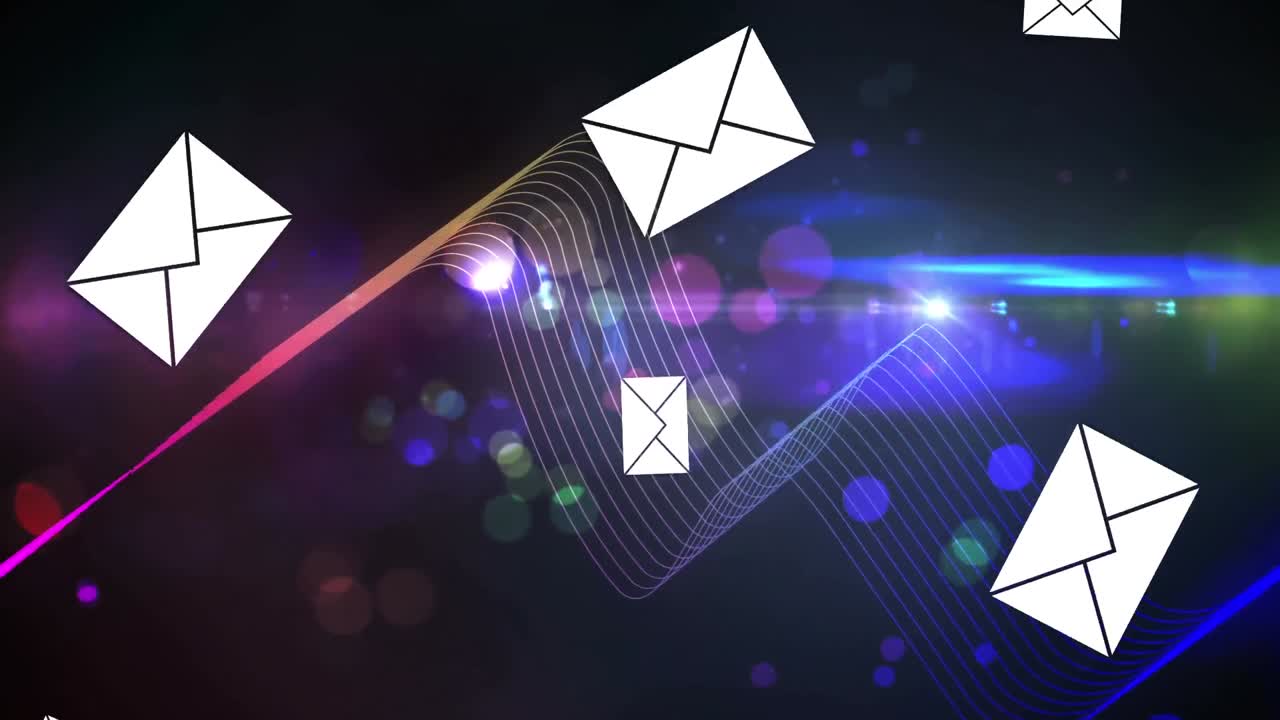 iconos de mensajes con hilos de luz de colores