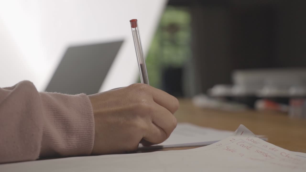 profesor de primer plano escribiendo en papel