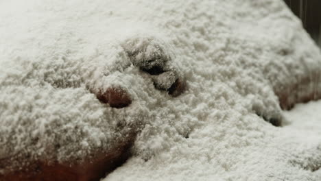 close-up of a decorated stollen