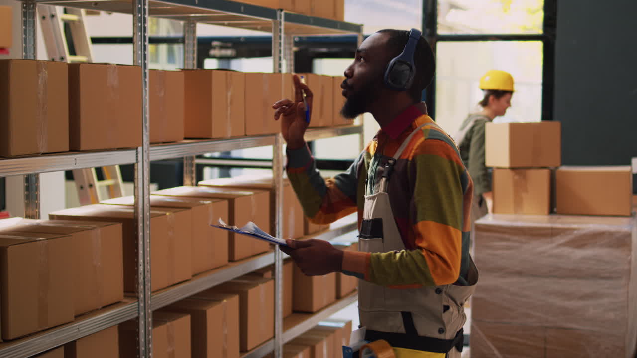 trabajadores del almacén comprobando el inventario