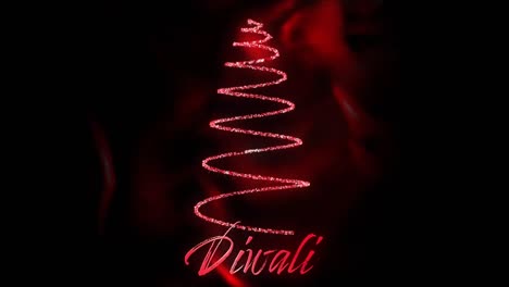 Diwali-Y-árbol-De-Navidad-En-Rojo