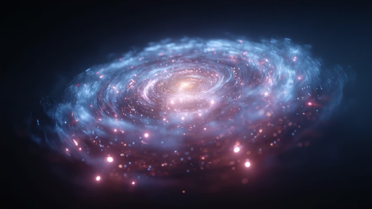 A Hypnotic Cosmic Dance: Experience the Beauty of a Spiraling Galaxy with Shimmering Stars, Enigmatic Dust, and Vibrant Colors in a Mesmerizing Astral Journey