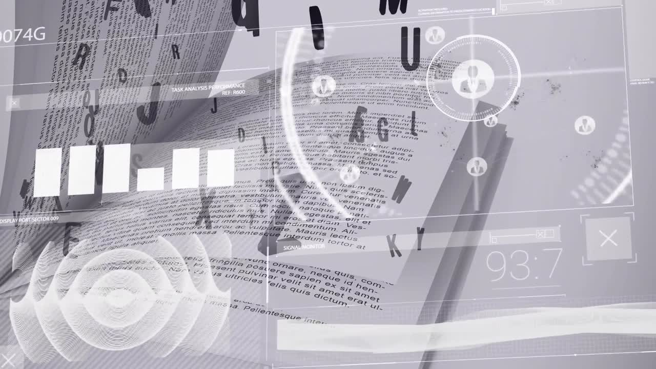 Animation of data processing over book