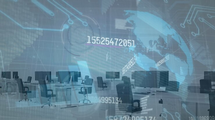 Animation of financial data processing over office