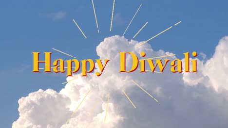 happy diwali on clouds bright day greeting sunny day