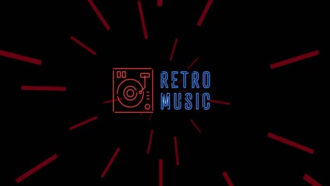 Animation-of-retro-music-text-over-black-background