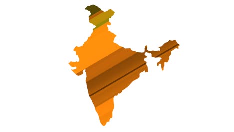 moving orange and green lines in india map loop animation isolated on white background.