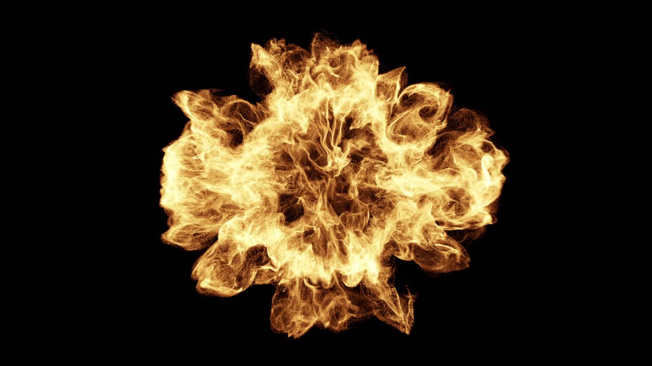 Fiery Explosion of Glowing Particles on Black Background