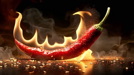red chili peppers on fire